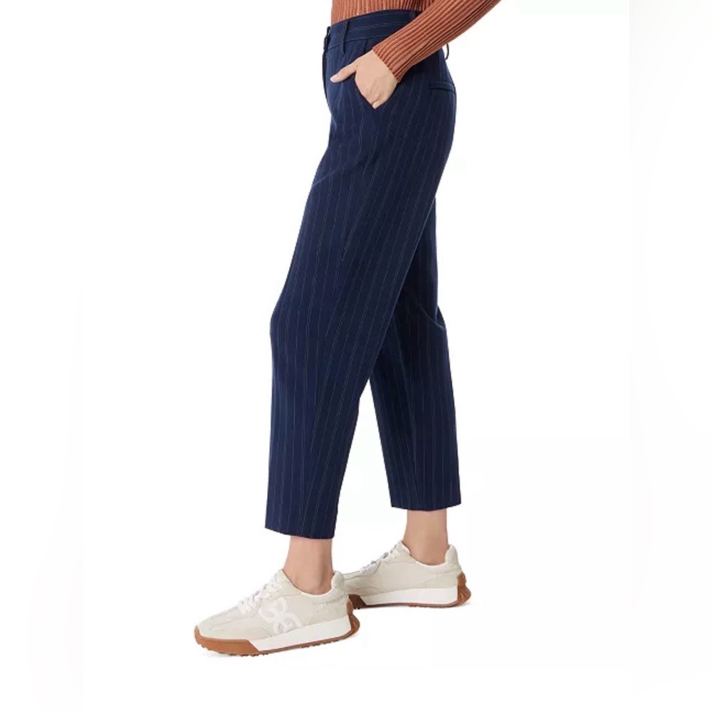 Sam Edelman Navy Pinstripe Straight-Leg Women's Pants - Picture 3 of 7